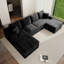 Canapé modulaire en forme de U de 132 po pour 4 personnes Koli, canapé en velours côtelé noir, faisant face à la gauche-45993976-45993956