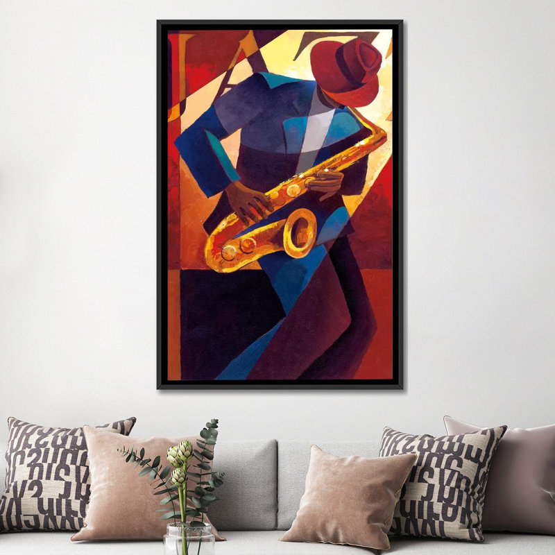 Bebop par Keith Mallett - reproduction d'art sur toile tendue, H 26 po x l 18 po x P 1,5 po, Toile avec cadre noir
