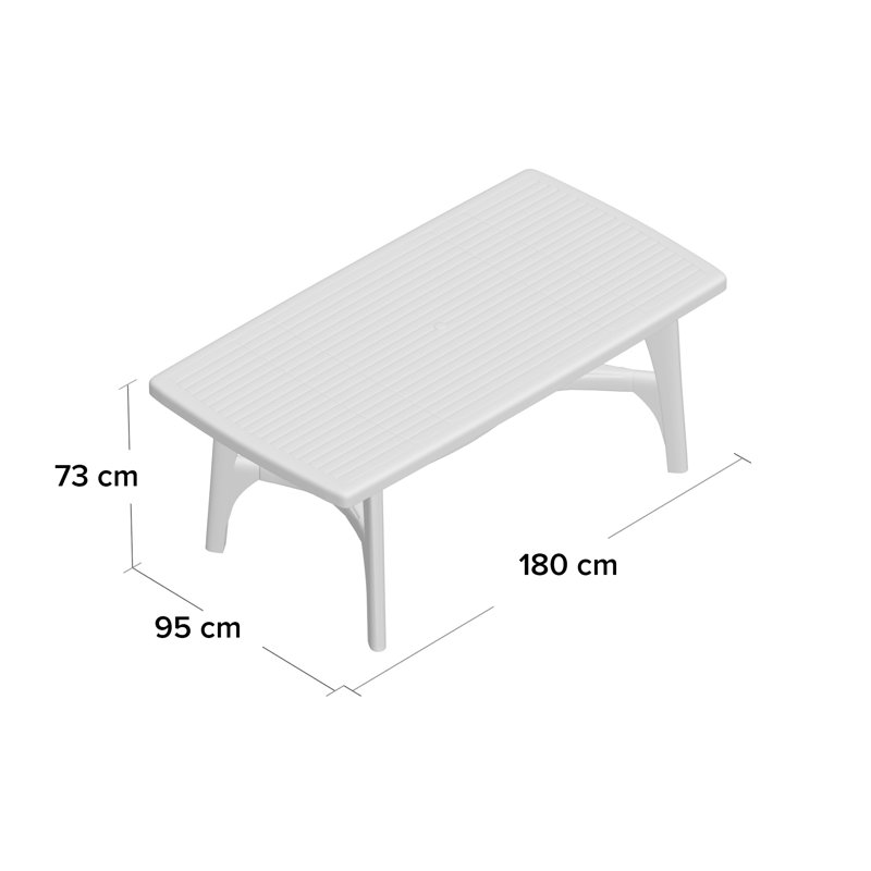 Iliana Rectangular Outdoor Dining Table With Umbrella Hole , 180cm cm W 95cm cm D, White