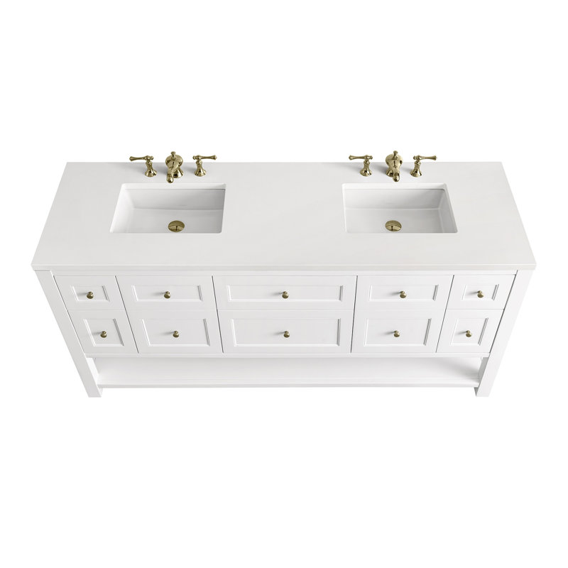 Breckenridge 72'' W Double Vanity, Bright White, White Zeus, 8" Widespread
