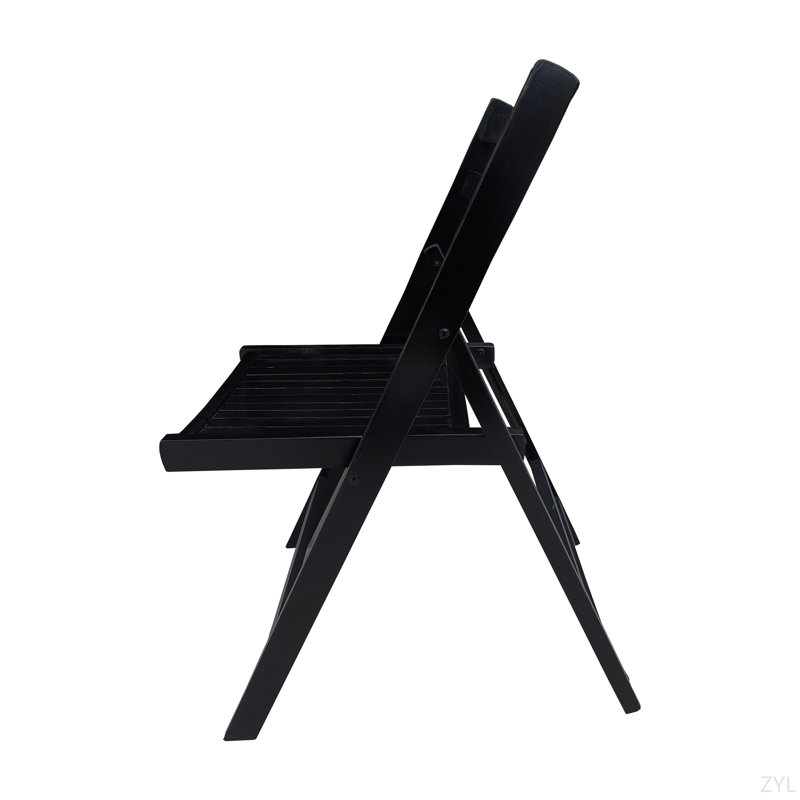 Furniture Slatted Wood Folding Special Event Chair - Black, Set Of 4, FOLDING CHAIR, FOLDABLE STYLE