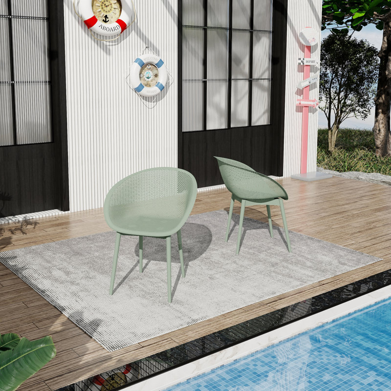  Paquet de 2 chaises longues d'été en PP vert pâle toutes saisons, Green, Green
