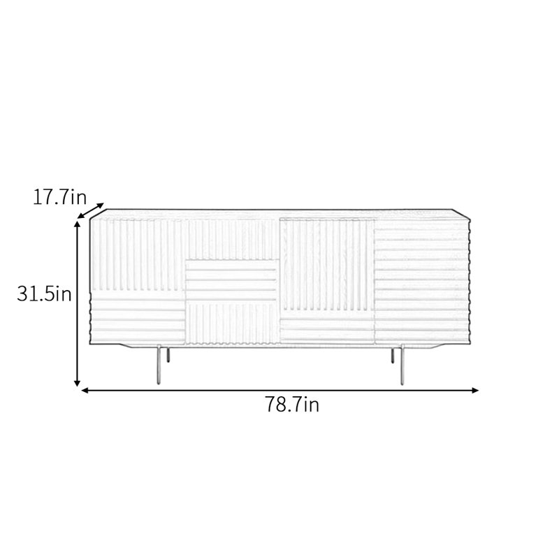 Buffet simple de style nordique moderne, H 31,5 po x l 78,7 po x P 17,7 po