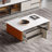 Rectangular saddle leather rock slab coffee table-1688116498