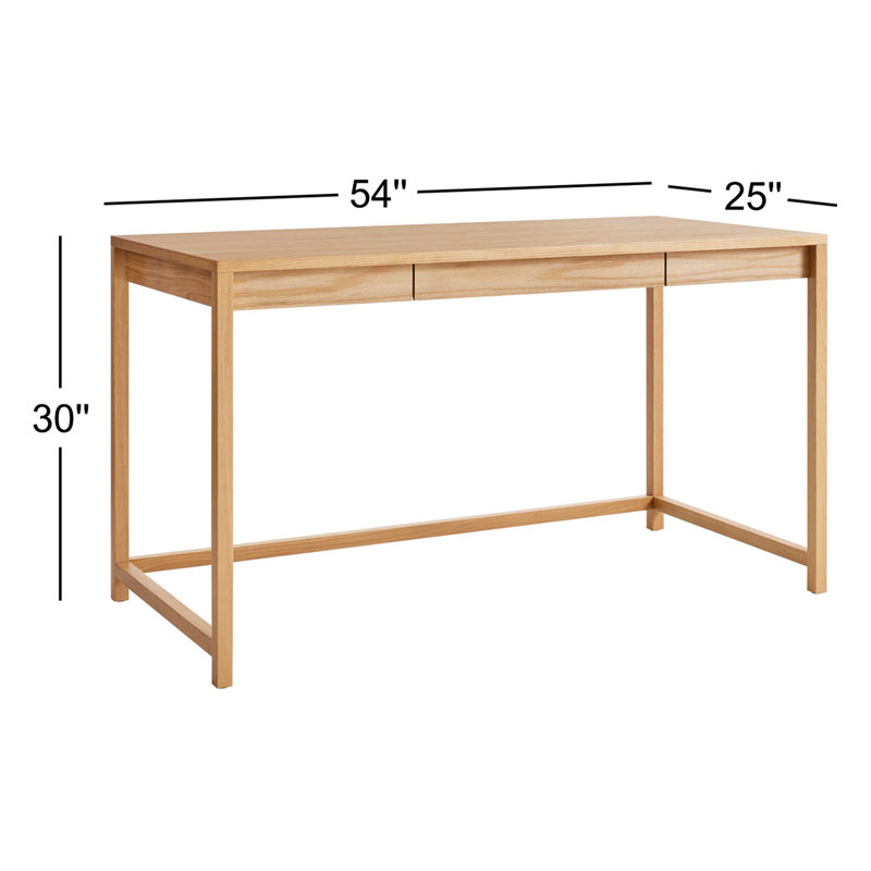 Open Plan Writing Desk, 30" H x 54" W x 25" D, White Oak