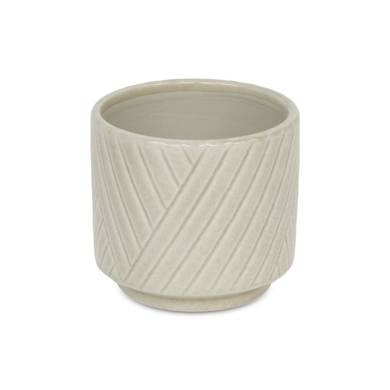 Kettering Handmade Ceramic Pot Planter, White, 5.25" H x 6" W x 6" D