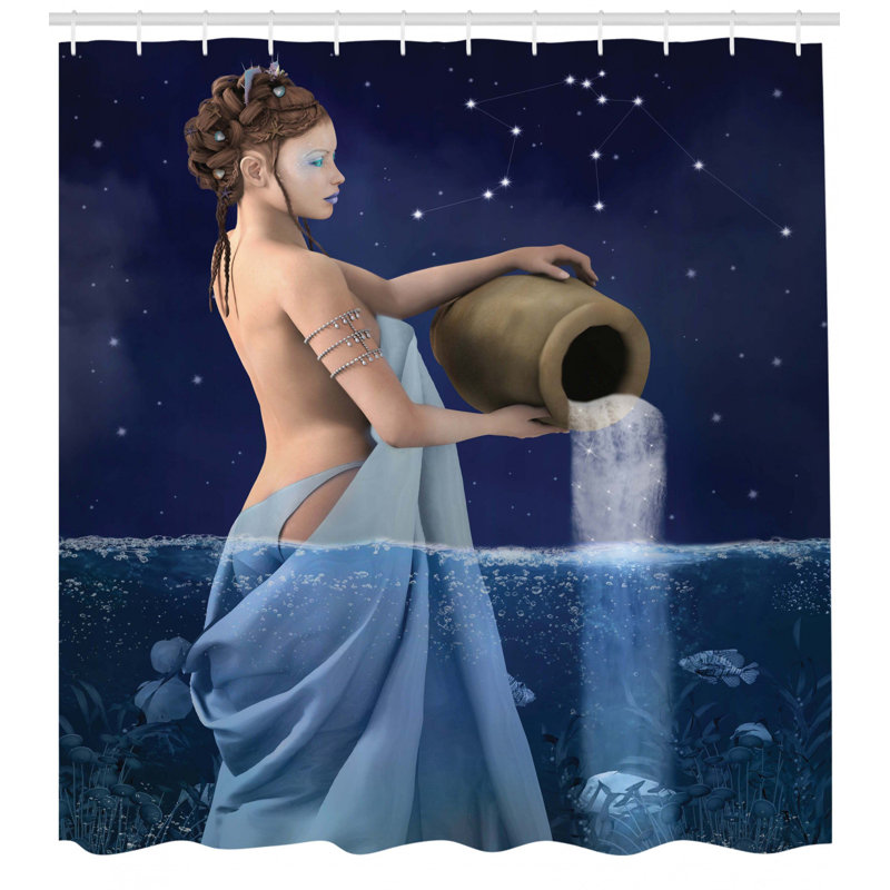 Ensemble de rideau de douche et crochets astrologie, H 70 po x l 69 po