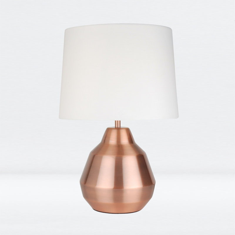 Allarna Metal Table Lamp, Brushed Copper, White