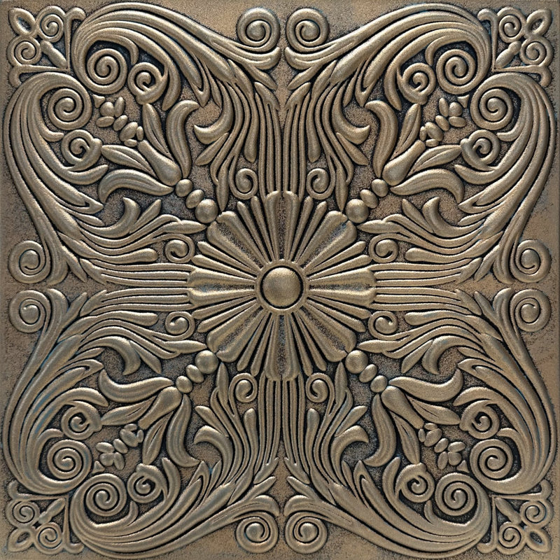 Tuile de plafond en polystyrène espagnol 1,6 pi x 1,6 pi, Cuivre vieilli