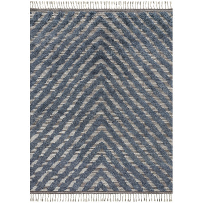 Tapis bleu noué à la main Benjamin