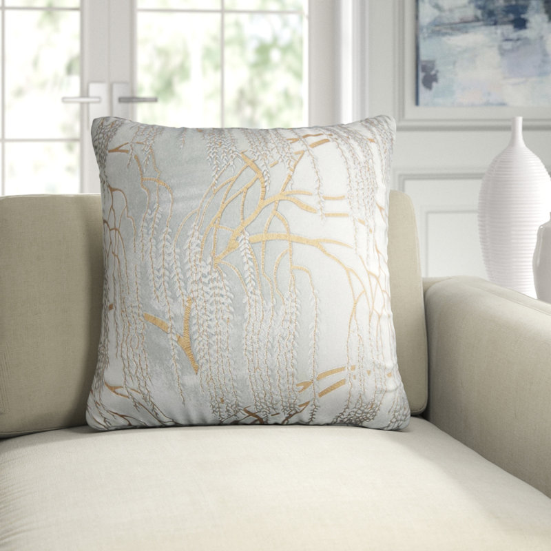 Willow Metallic Square Velvet Pillow Cover & Insert, 20" x 20", Thistle