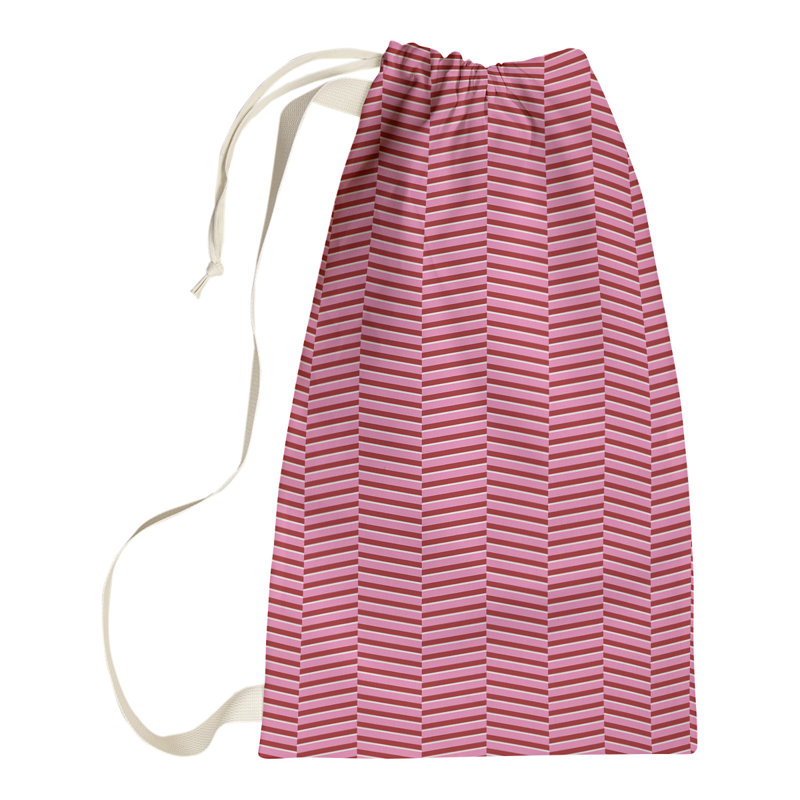 Fabric Laundry Bag with Handles, Medium (36" H x 28" W x 1" D), Salmon/Red