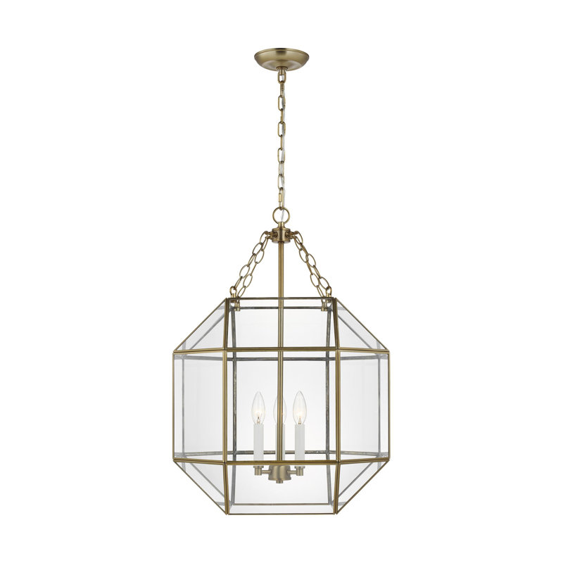 Morrison 3 - Light Pendant, 27.25" H x 18.5" W x 18.5" D, Satin Brass, White