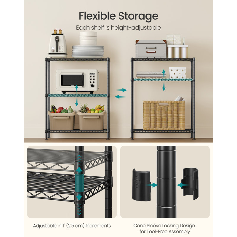 60cm W Metal Shelving Unit, 77cm H x 60cm W x 30cm D