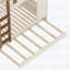 Lit superposé double avec lit gigogne, tablettes de rangement et crochets, bois massif, aucun sommier nécessaire, beige et naturel