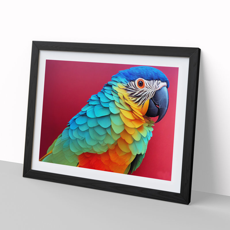 Colourful Parrot Portrait Vol.3 - Single Picture Frame Print, Black Framed, 25cm H x 34cm W x 2cm D