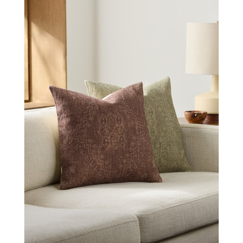 Coussin décoratif Nomos, Brun, Carré 18 po, Housse de coussin seulement - sans coussin