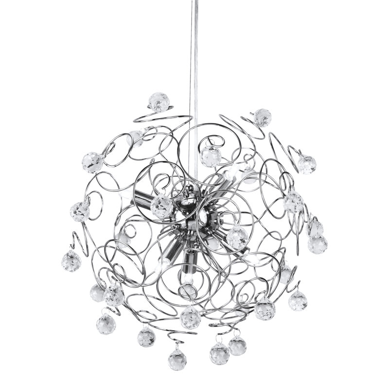 6 - Light Crystal/Chrome Unique/Statement Pendant