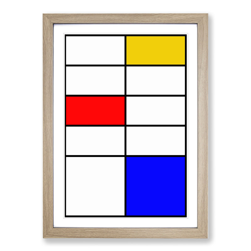 Composition Vol.4 by Piet Mondrian - Picture Frame Painting on MDF, Oak, 65cm H x 48cm W x 2cm D