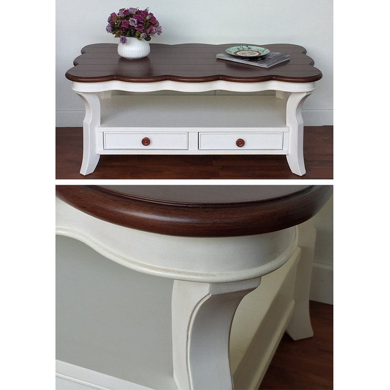 Table basse de style rétro américain, Marron foncé, Blanc