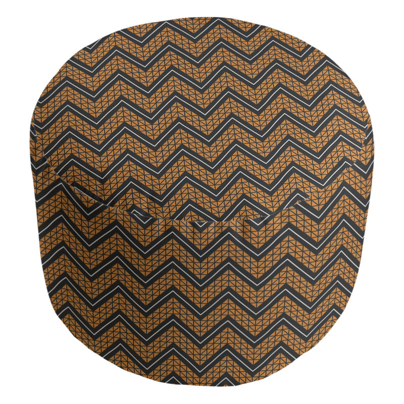 Upholstered Pouf, Orange/Black