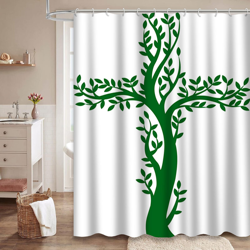 Rideau de douche Green Cross Tree Celtic, L 72 po x l 84 po