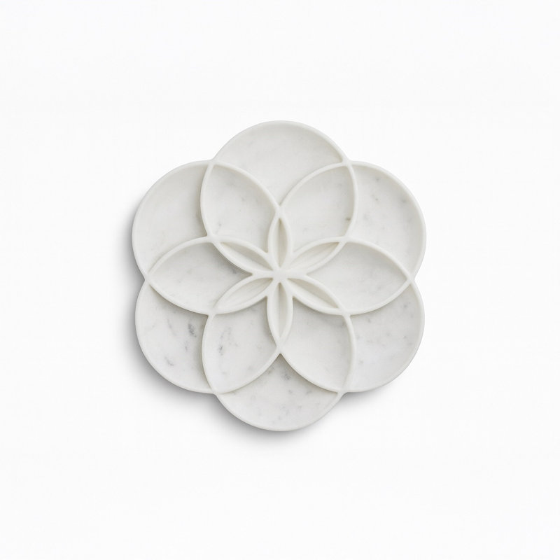 Centre de table en marbre blanc Montana, H 1,5 po x l 10 po x P 10 po
