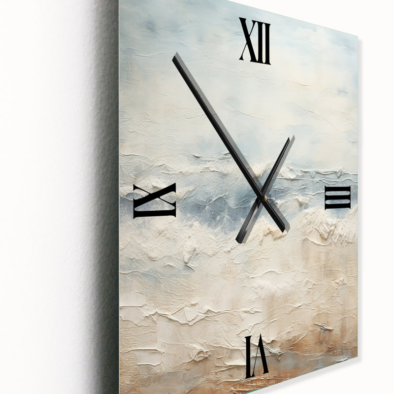 Horloge murale moderne en métal bord de mer beige et gris moderne, Surdimensionné