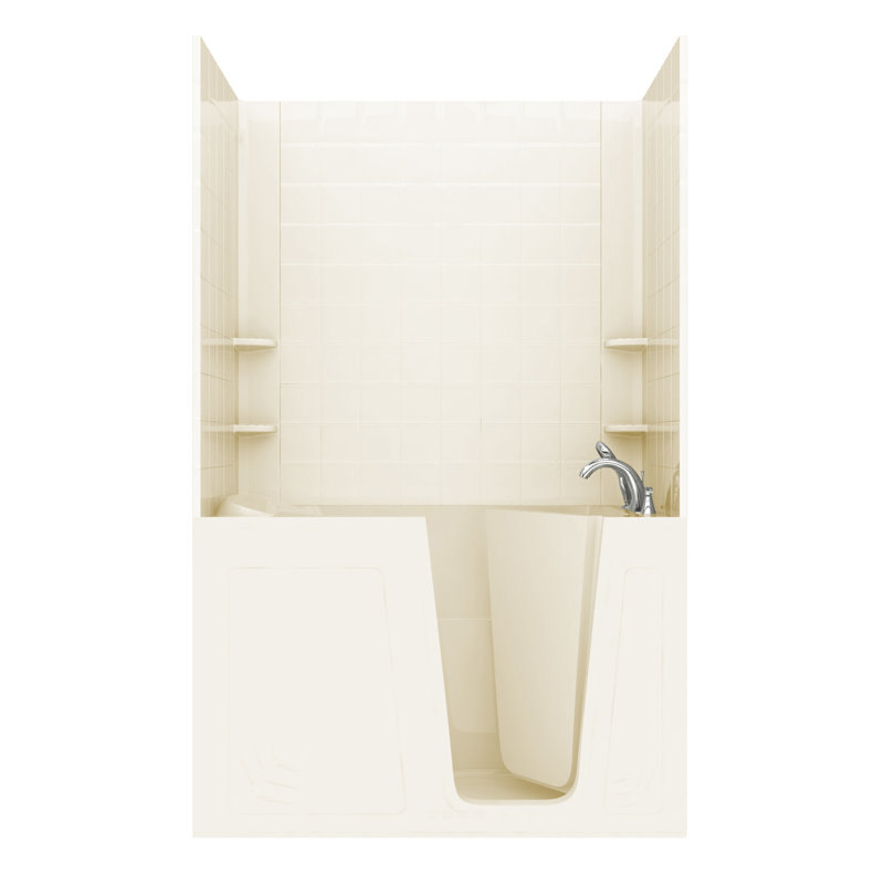 Aspen Thermalpeutic Heated 60" x 32" Walk-In Soaking Bathtub, Biscuit, Right