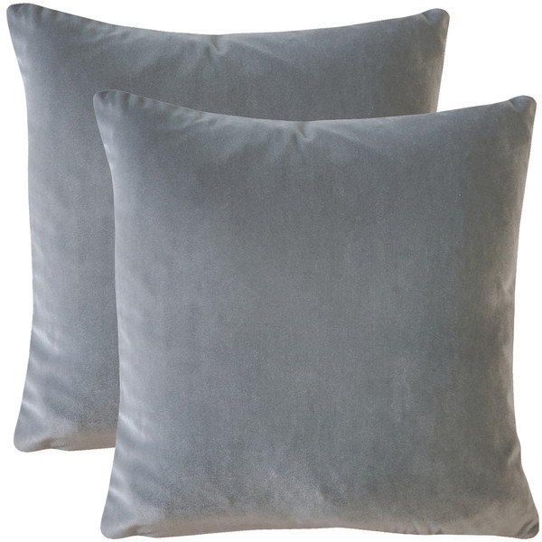 Housses de coussin en velours Francesco, ensemble de 2 housses de coussin, carré carré de 20 po x 20 po pour canapé, gris clair