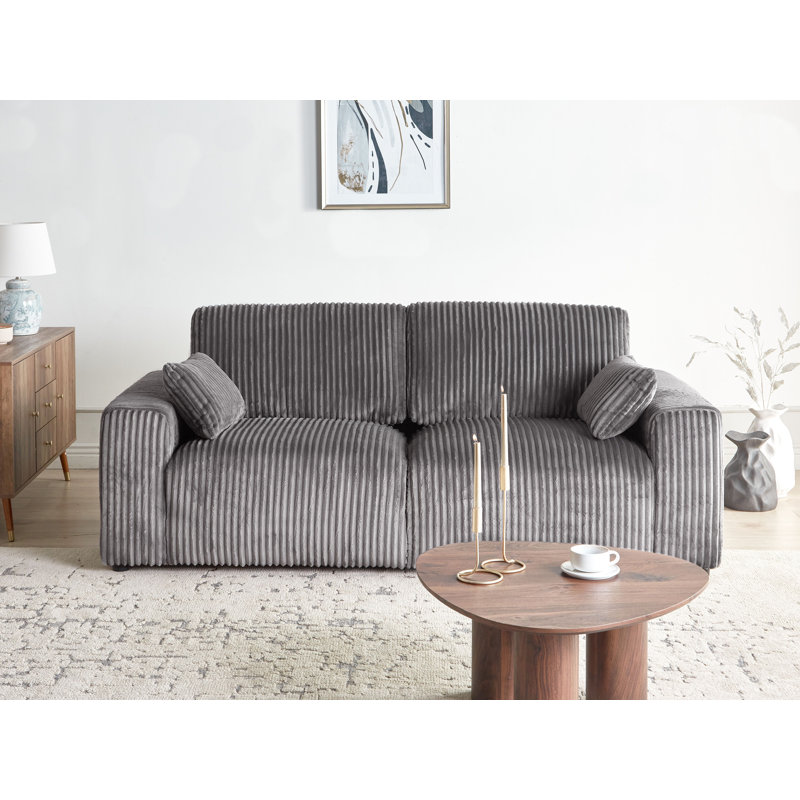 SANDORA 3 Seater Corduroy Sofa, Grey