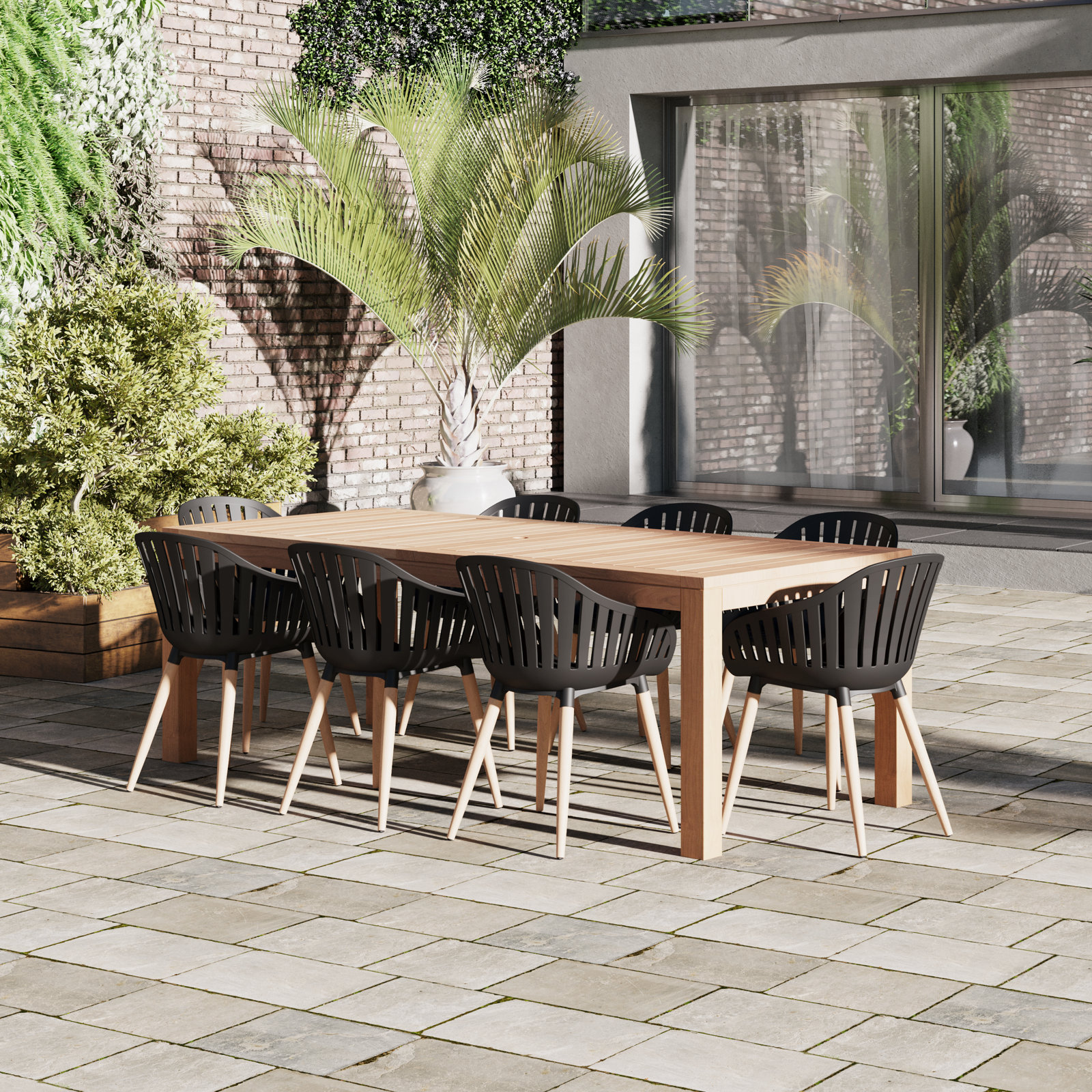 Anautica 87'' Rectangular 8 - Person Outdoor Dining Set