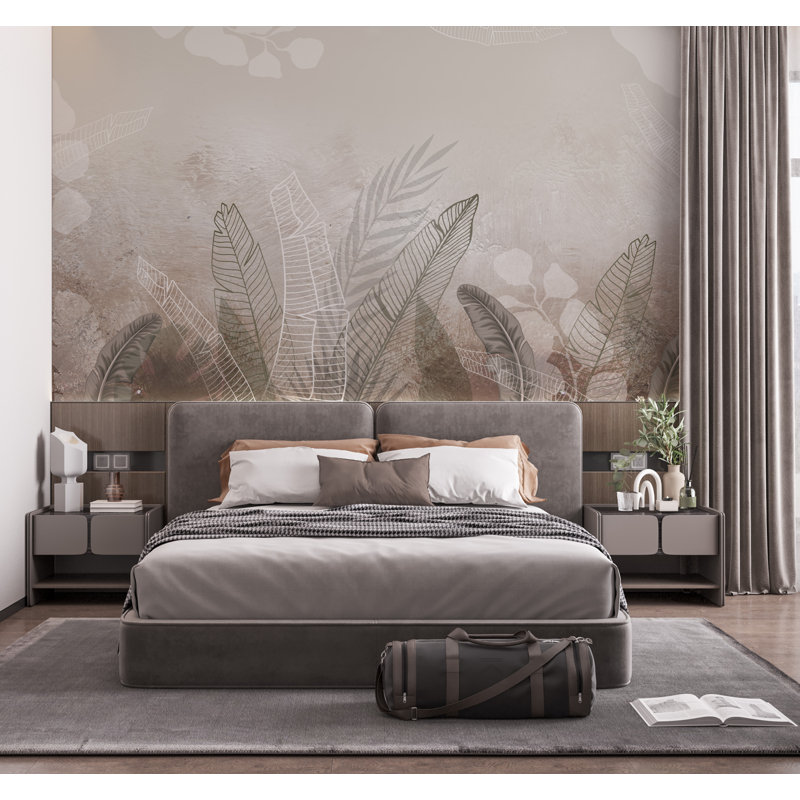 Leaf Wallpaper Floral Wall Mural, 114" L x 172" W