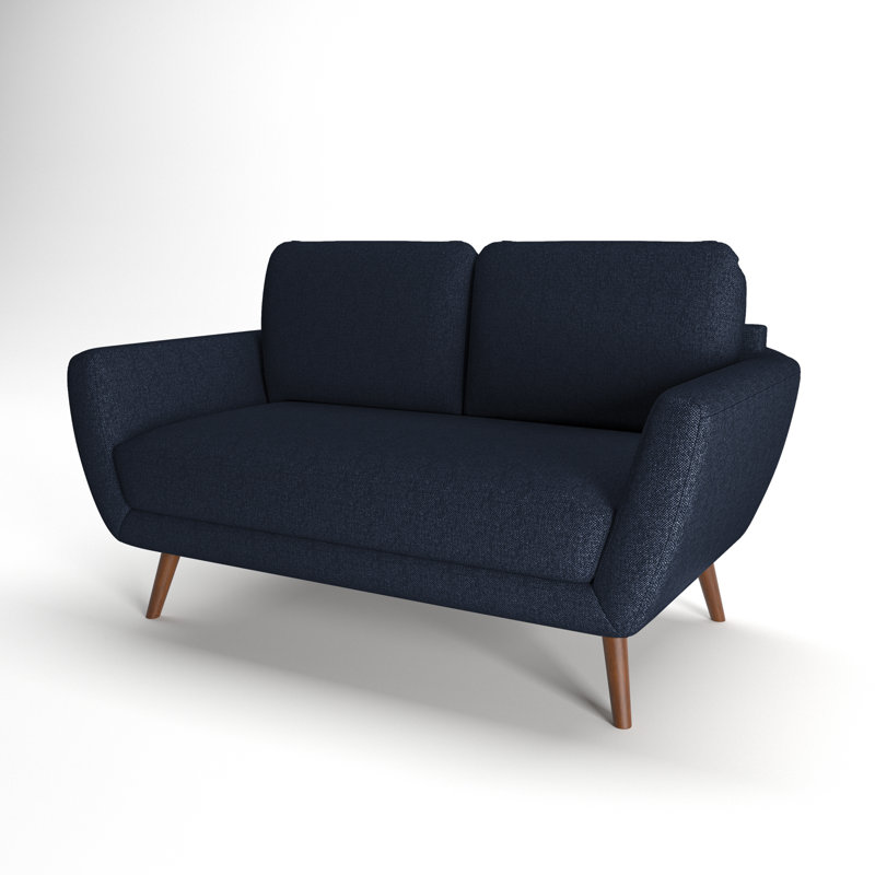 Carolos 58" Round Arms Loveseat, Navy Blue