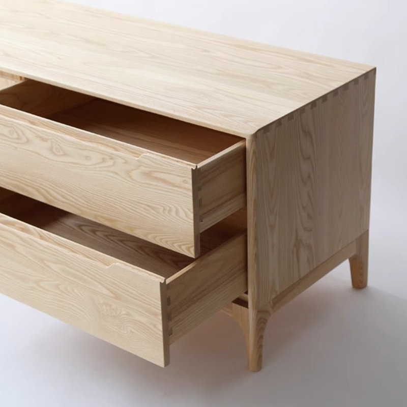Solid Wood TV Stand with Rounded Corners, 21.65"H x 70.86"L x 17.71"W