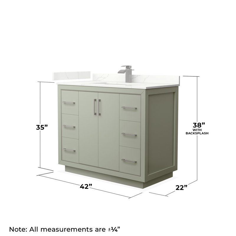 Icon 42'' W Single Vanity, Brushed Nickel, Giotto Quartz, White