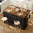 51.2" Rolling Kitchen Island with Power Outlet & Drop Leaf Storage Cart with Trash Can Cabinet-2091078286