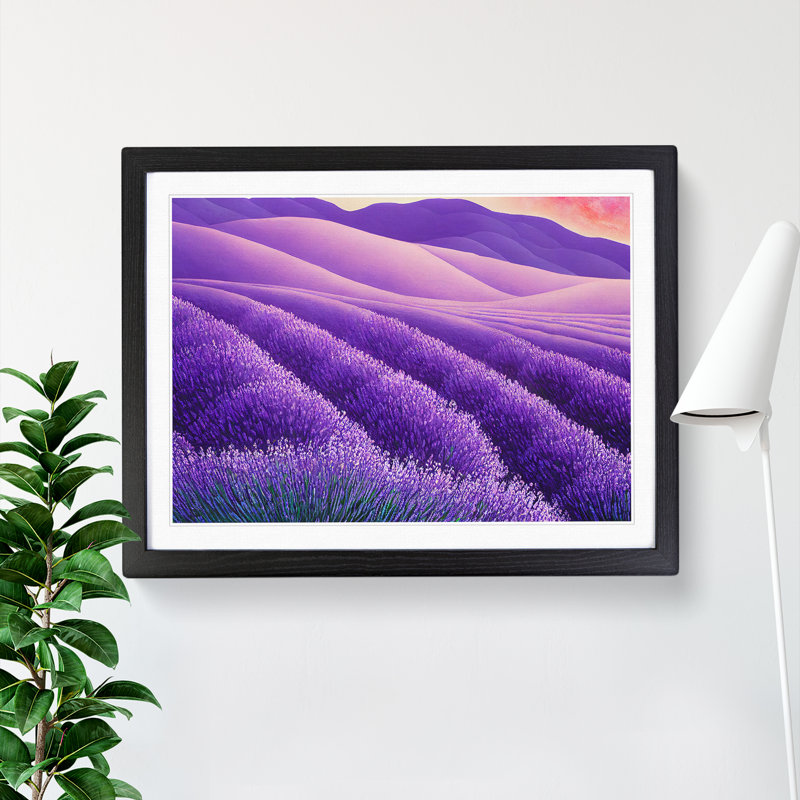Spellbinding Lavender Flower Field - Framed Print, Black Frame, 34cm H x 46cm W