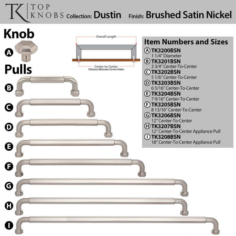 Dustin Appliance Pull, Brushed Satin Nickel, 18" Center To Center