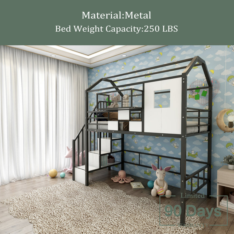 Lit mezzanine simple Celestiel Kids, Noir