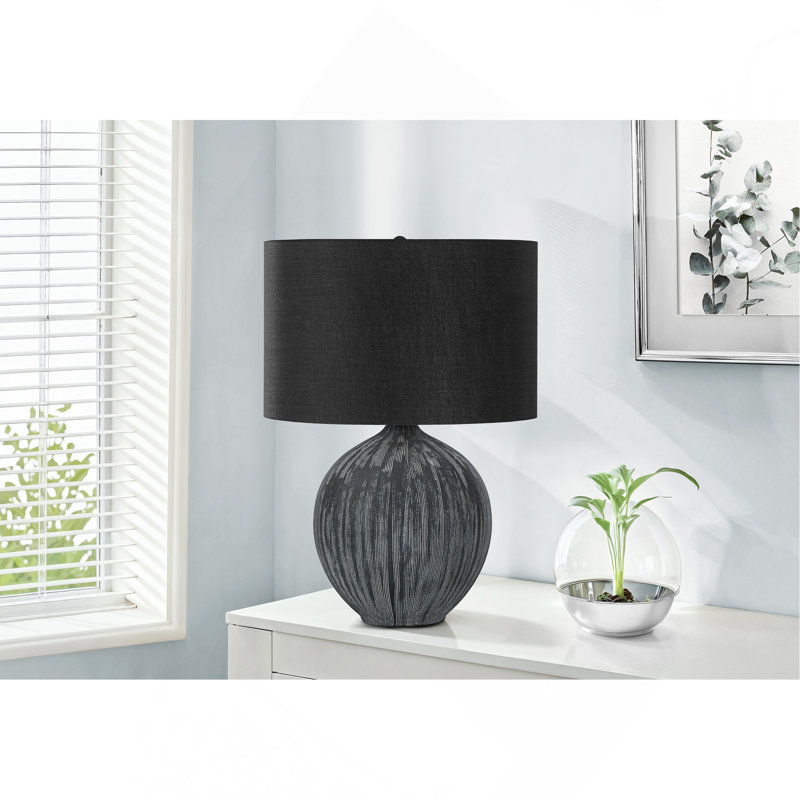 Lighting, 23"H, Table Lamp, Black Ceramic, Black Shade, Contemporary