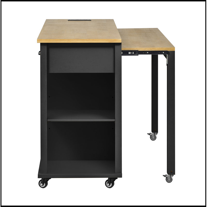 Îlot de cuisine de 47 po avec table de salle à manger, rangement interne et prise de courant pour cuisine moderne