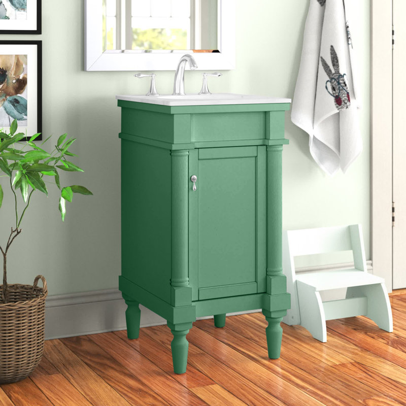 Ensemble de meuble-lavabo simple 18 po Lexington, Menthe rétro, Blanc