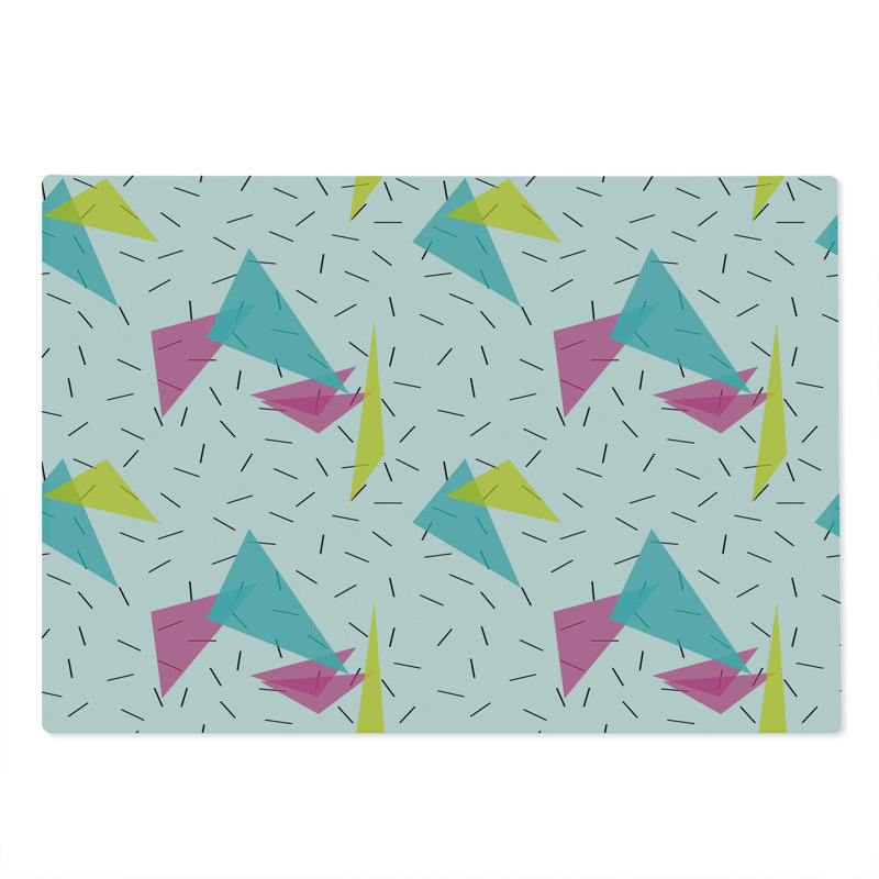 Ambesonne Abstract Cutting Board Large Size Memphis Style Forms Multicolor
