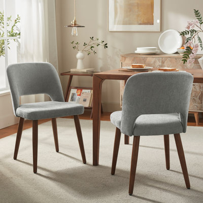  Upholstered Dining Side Chairs with Wood Legs