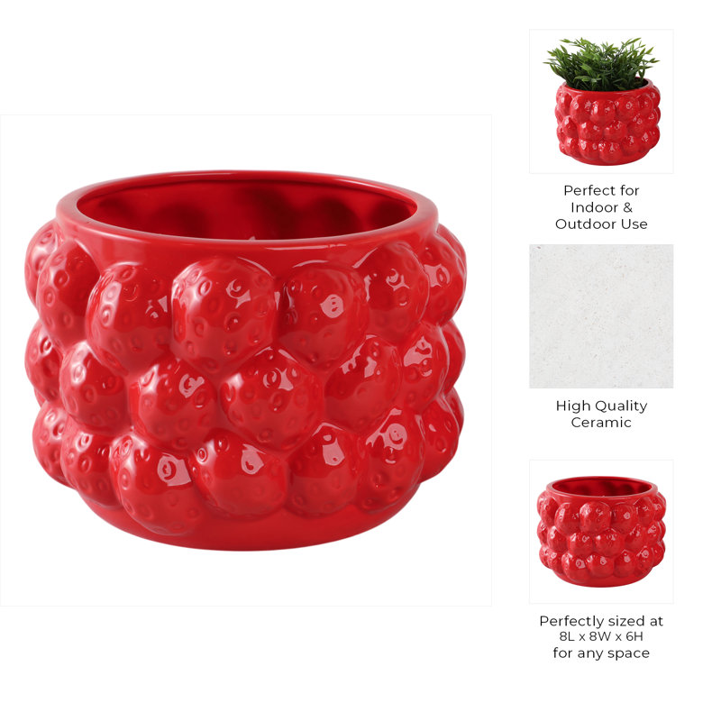 Textured Stoneware Ceramic Planter With Sculpted Bulbous Design And Integrated Drainage Hole For Indoor Outdoor Display