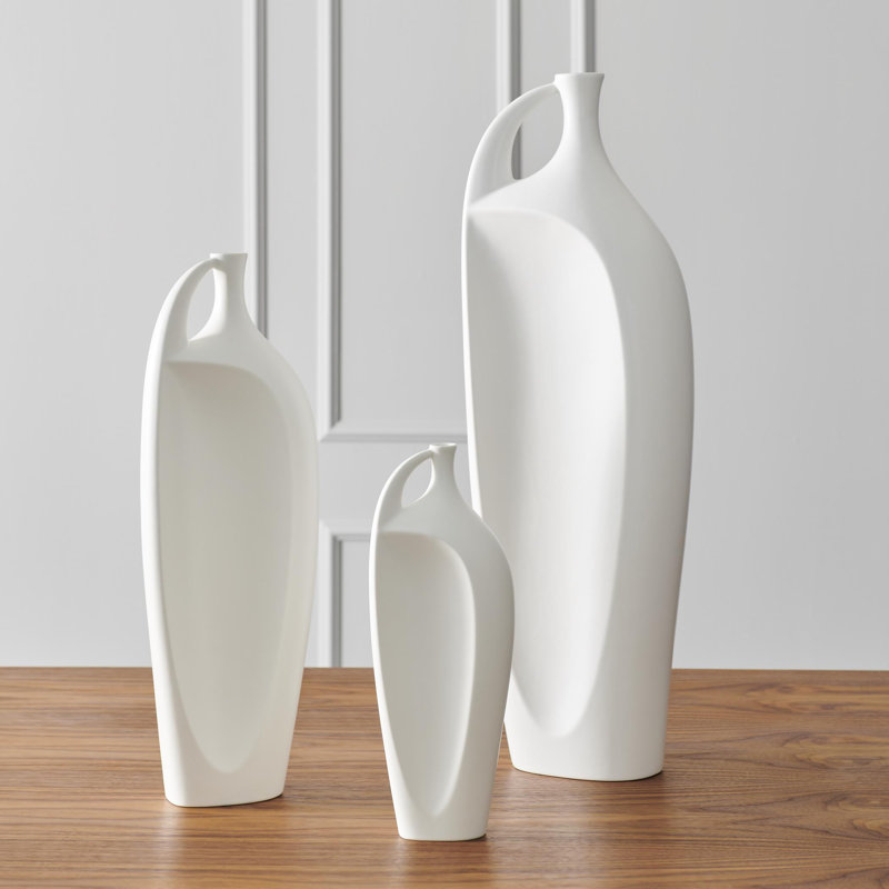 Indentation Vase-Matte White, 28" H x 6" W x 10" D