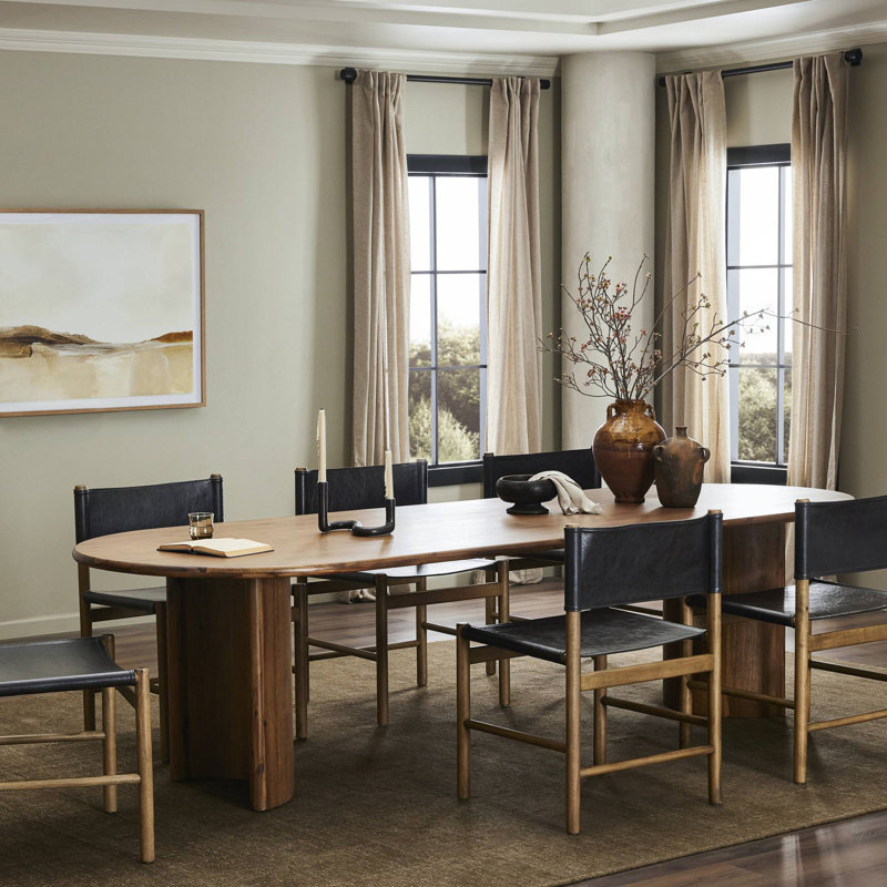 Haiden Oval Dining Table, Seasoned Brown Acacia, 30" H x 118" W x 42" D
