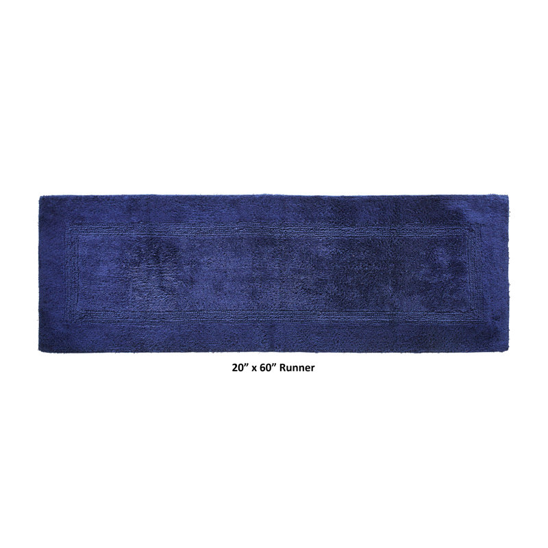 Rozanne Reversible Cotton Bath Rug, Navy, 20" x 60" Runner