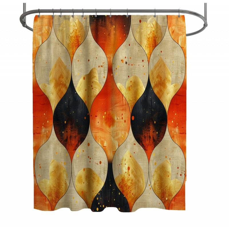 11954_Réseau de douche de forme abstraite - décor d'art de salle de bain, L 70 po x L 83 po